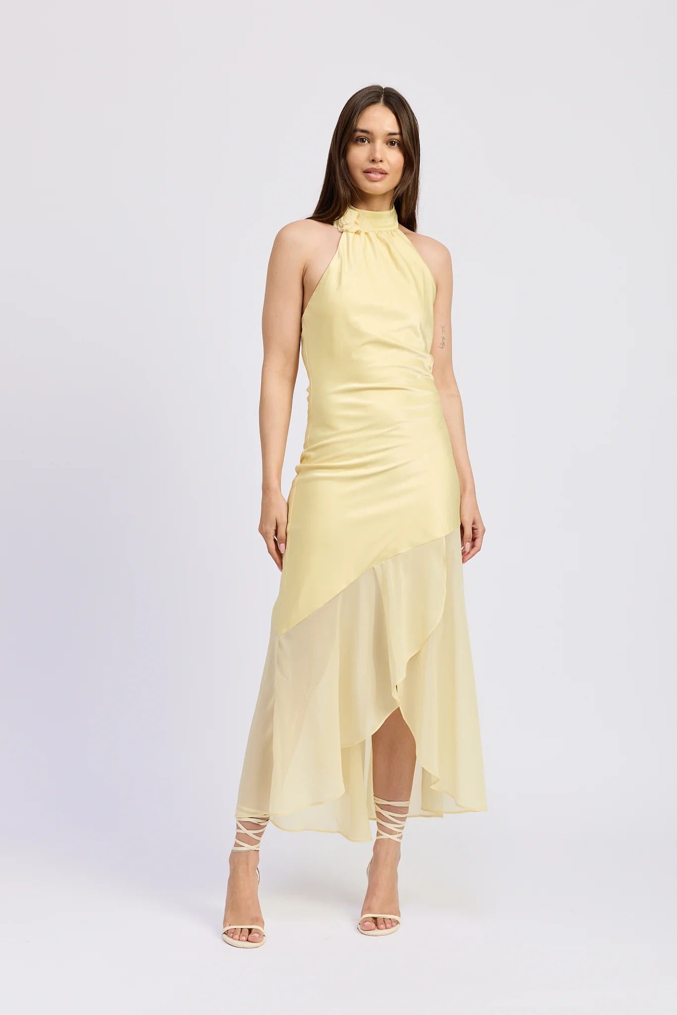 HALTER NECK HI-LO HEM MAXI DRESS