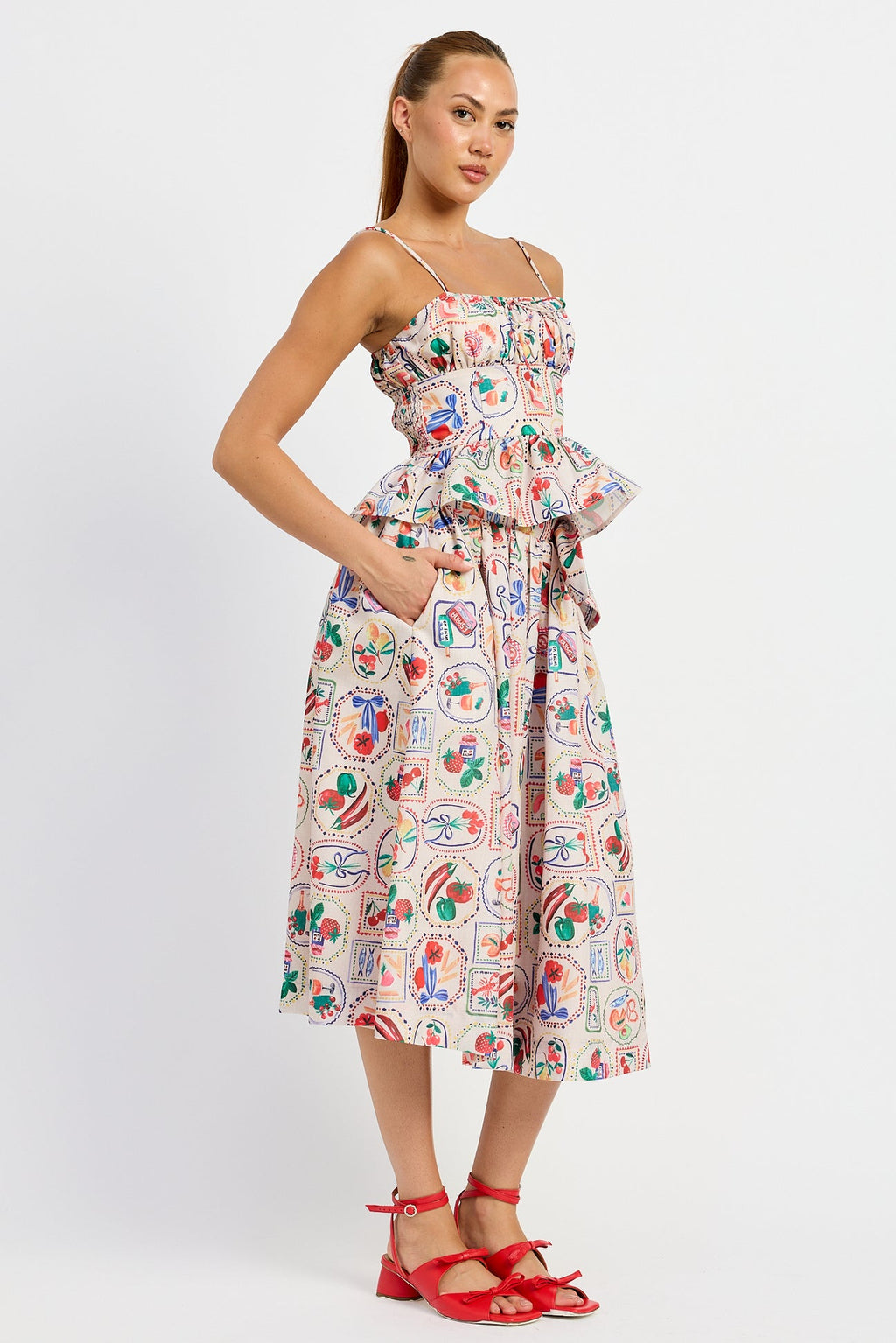 PEPLUM TOP/MIDI SKIRT SET