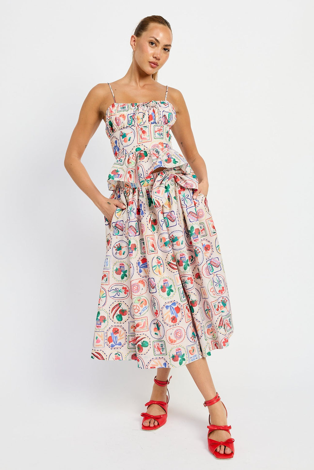 PEPLUM TOP/MIDI SKIRT SET