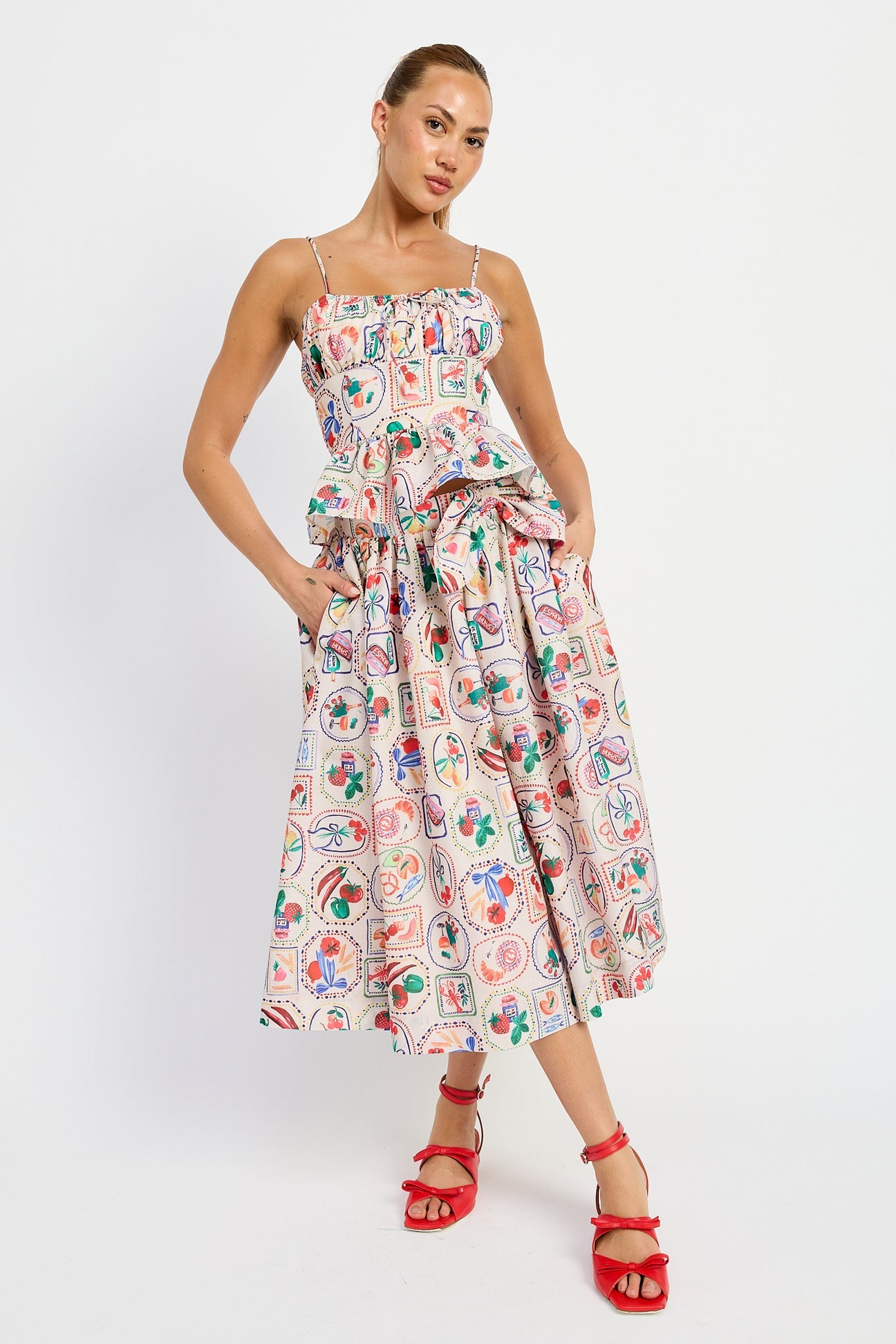 PEPLUM TOP/MIDI SKIRT SET