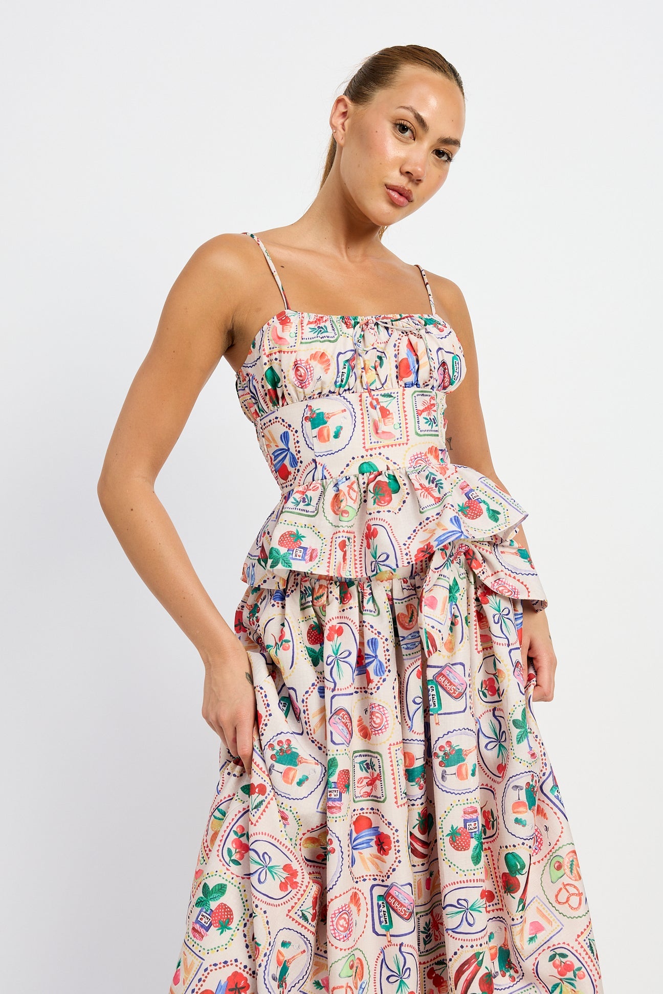 PEPLUM TOP/MIDI SKIRT SET