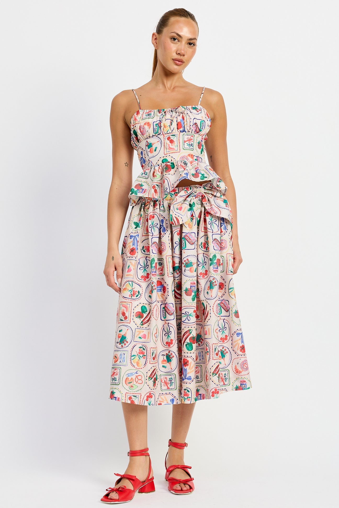 PEPLUM TOP/MIDI SKIRT SET