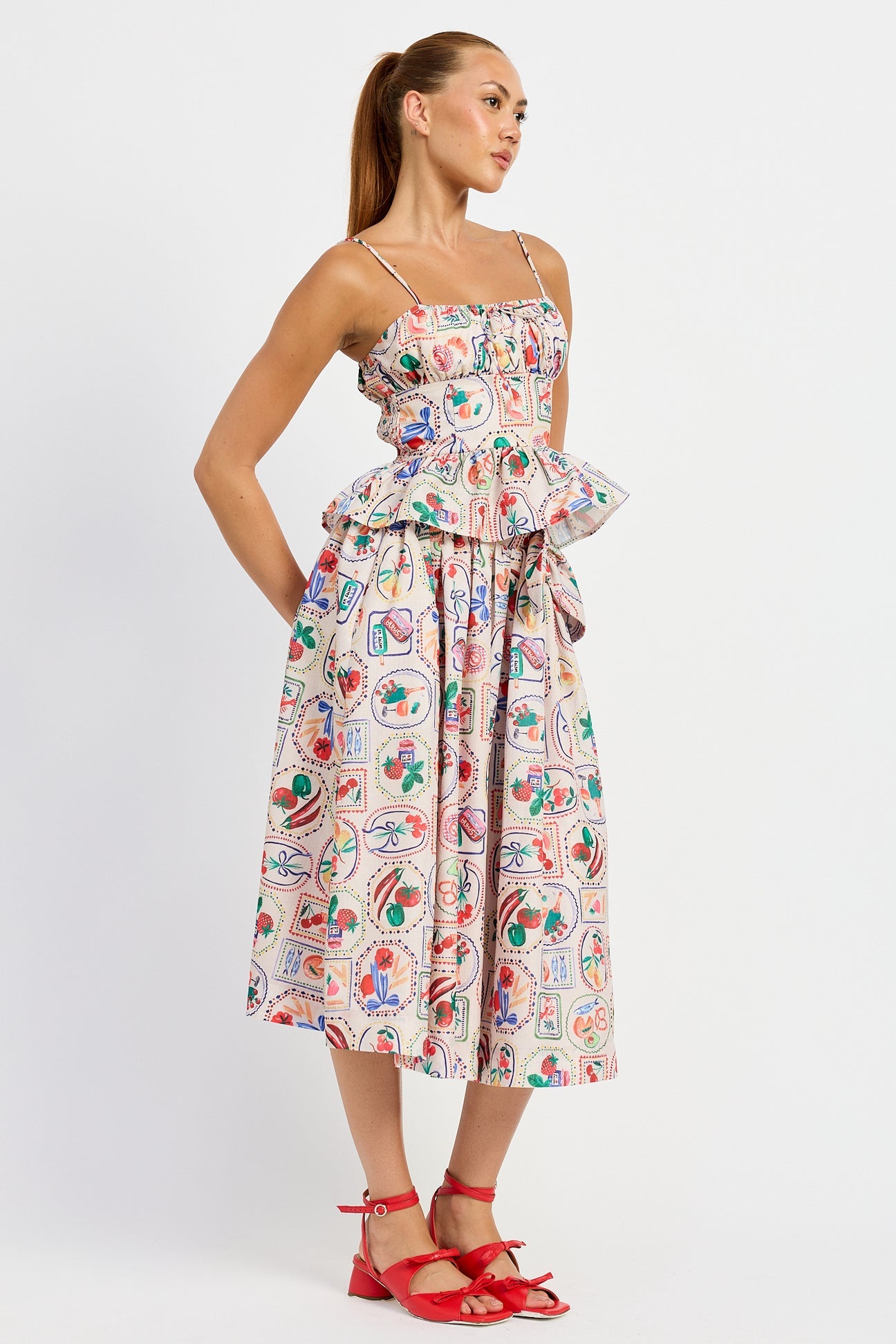 PEPLUM TOP/MIDI SKIRT SET
