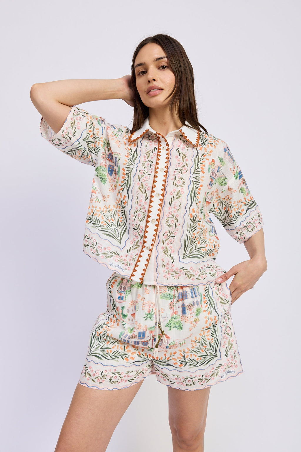 BOXY STITCH DETAIL SOUVENIR SHIRT