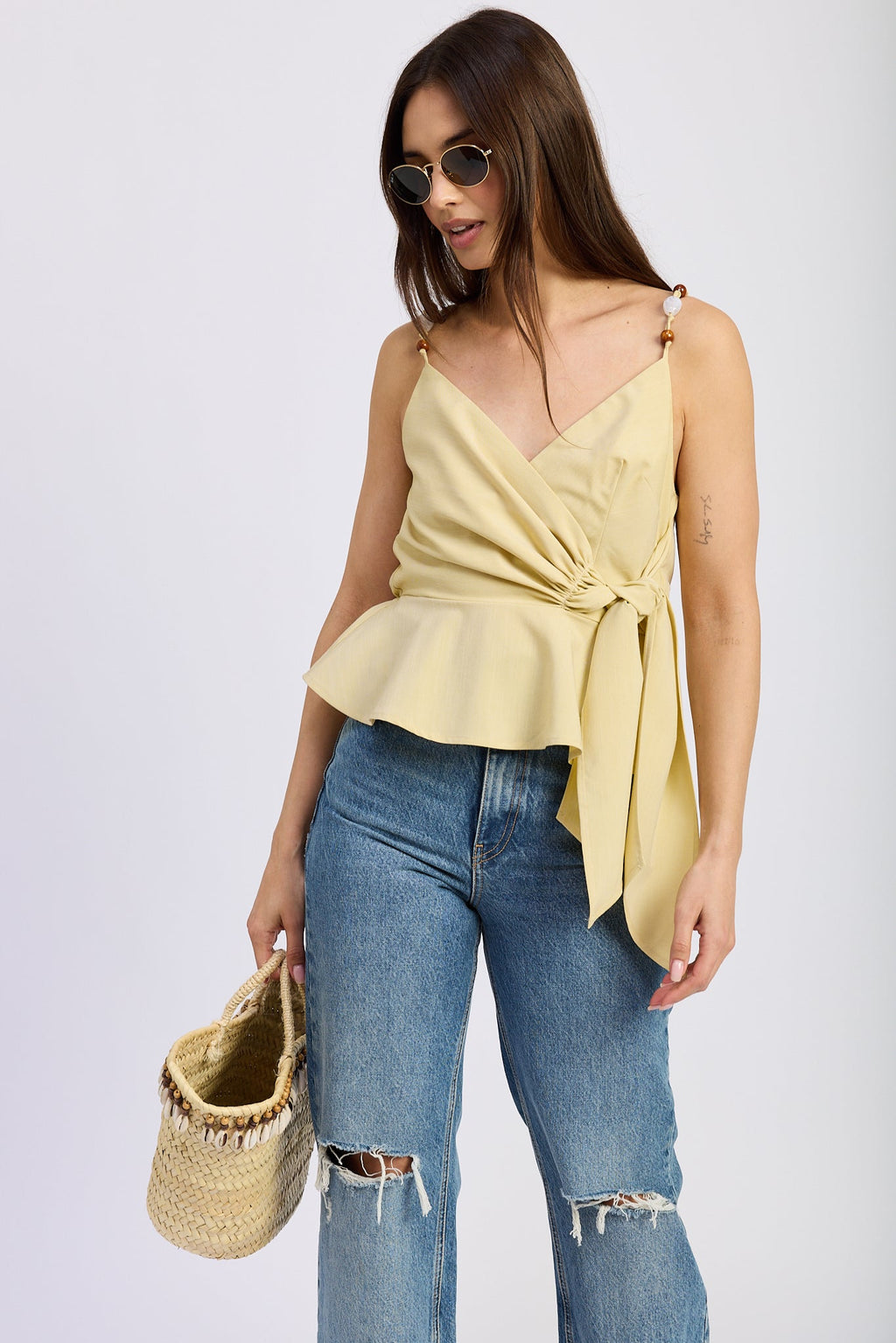SURPLICE PEPLUM TOP