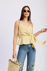 SURPLICE PEPLUM TOP