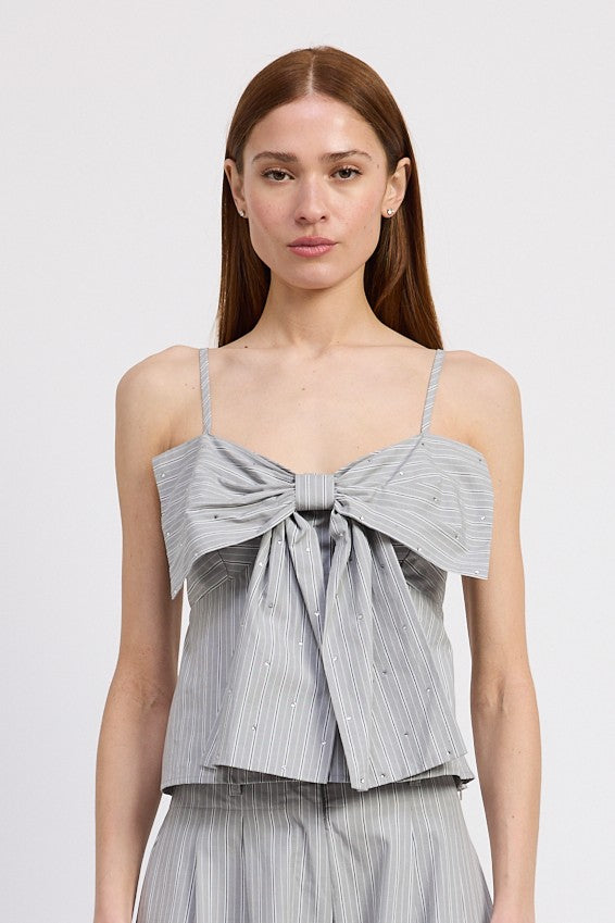 BOW DETAIL PEPLUM TOP