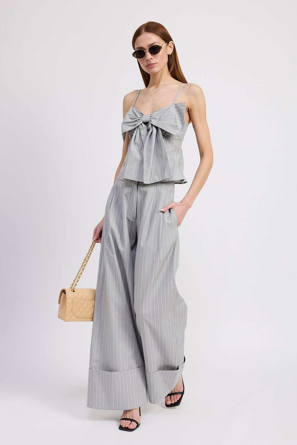 BOW DETAIL PEPLUM TOP