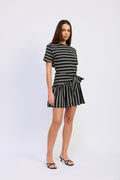TIE FRONT STRIPED MINI DRESS