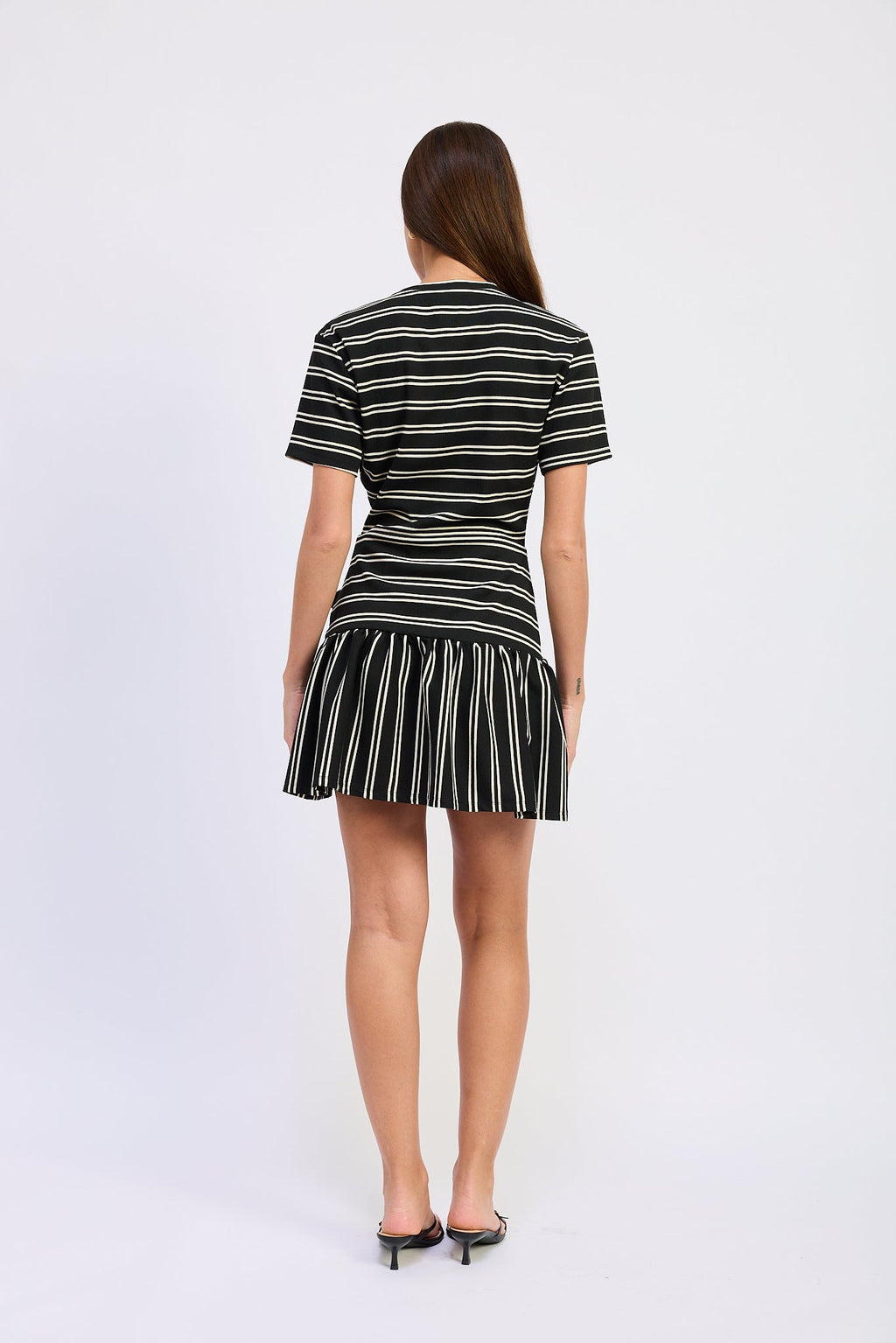 TIE FRONT STRIPED MINI DRESS