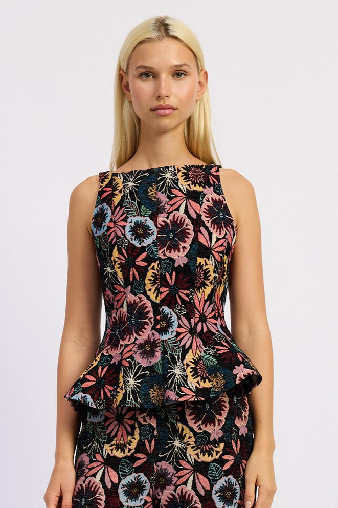 SLEEVELESS FITTED RUFFLE TOP