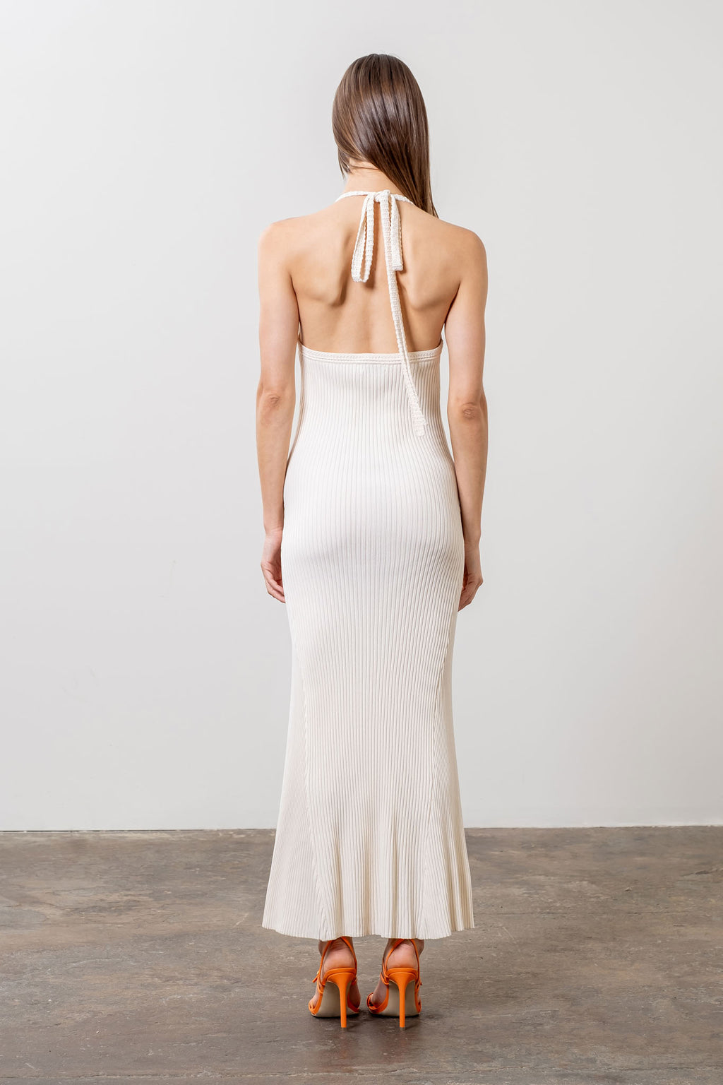 HALTER KNIT MIDI DRESS