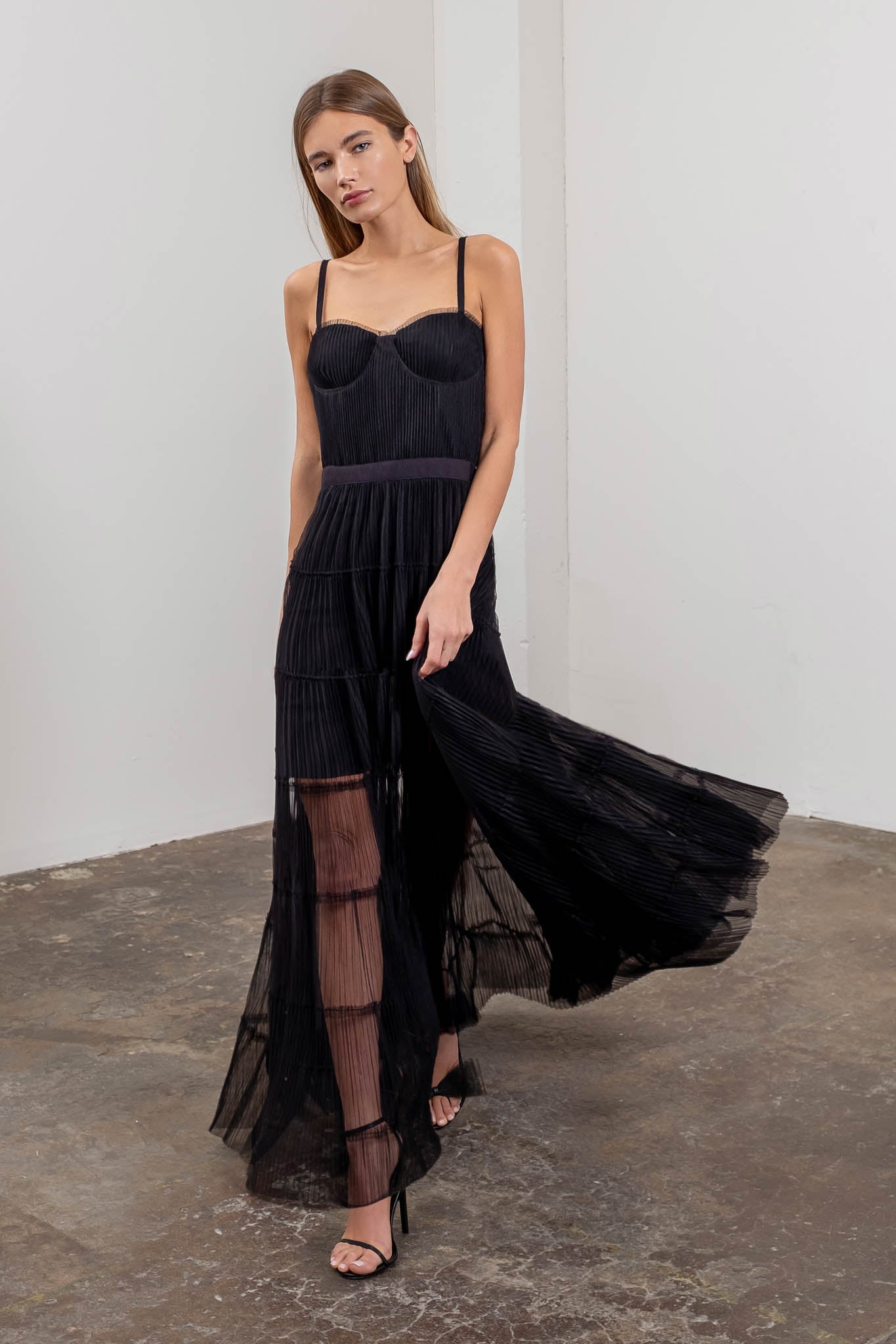 SEMI-SHEER TIERED DRESS