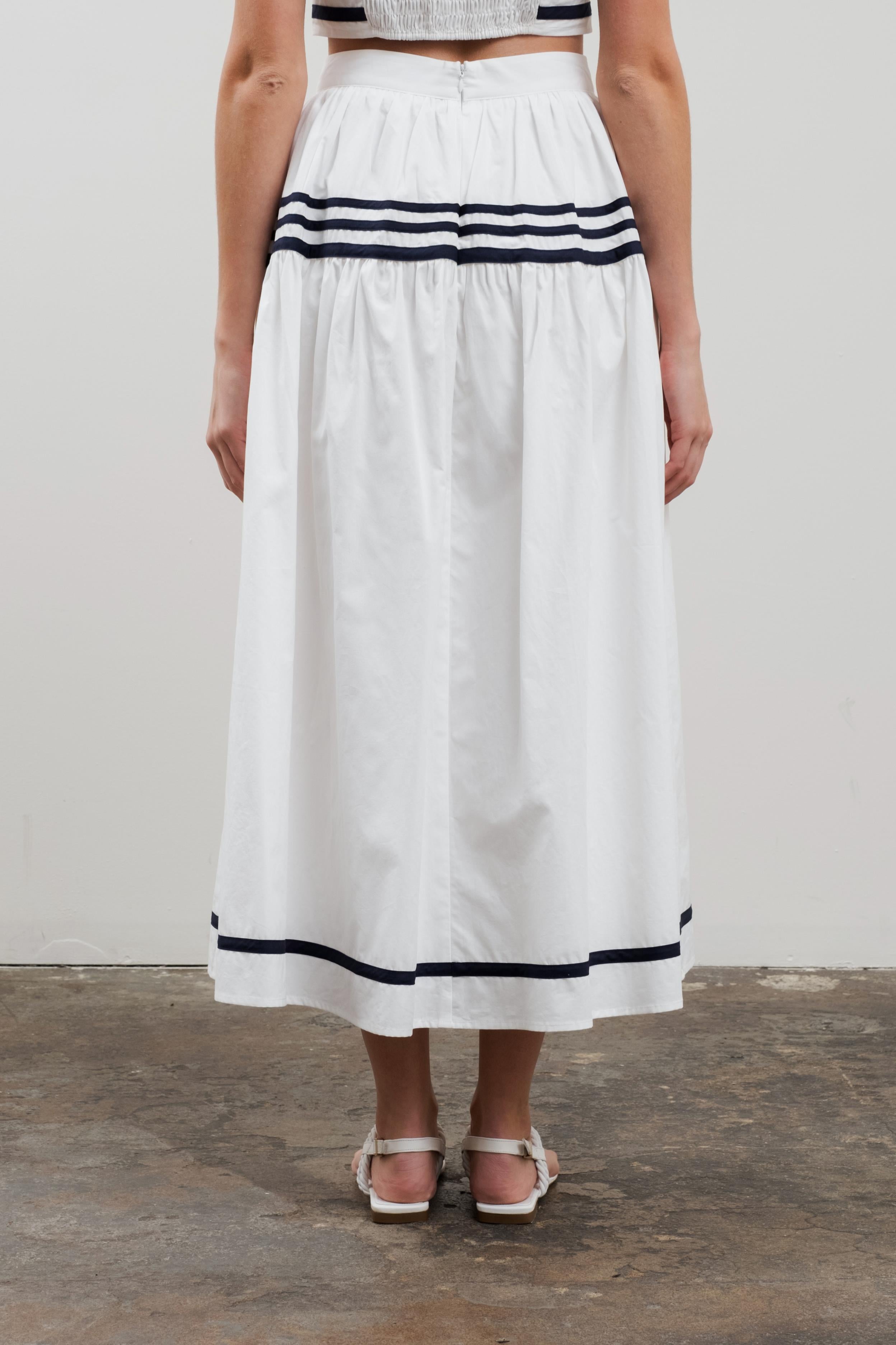 STRIPE CROPTOP/MIDI SKIRT SET