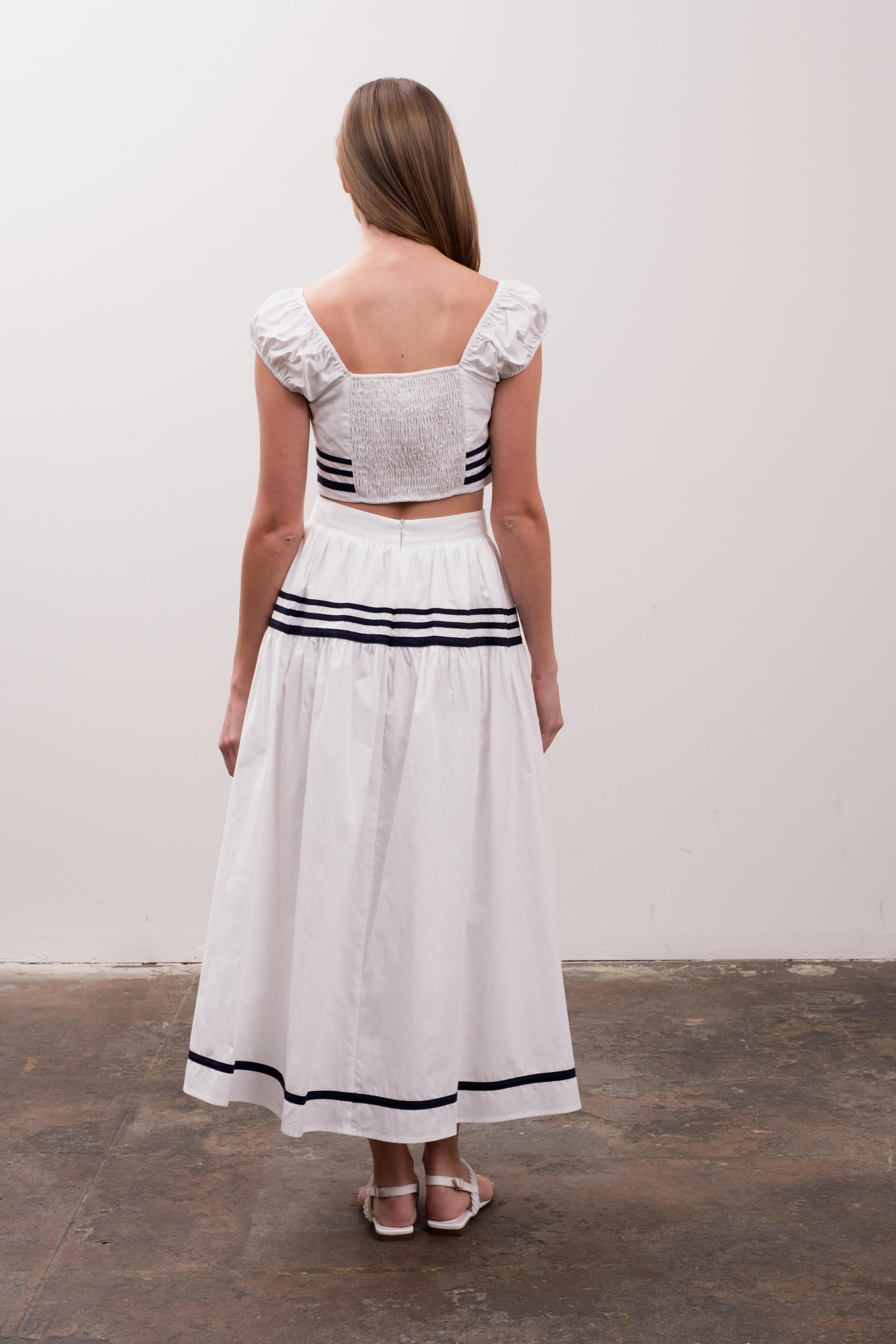 STRIPE CROPTOP/MIDI SKIRT SET