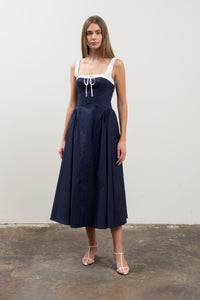 ELASTIC STRAPS MIDI DRESS