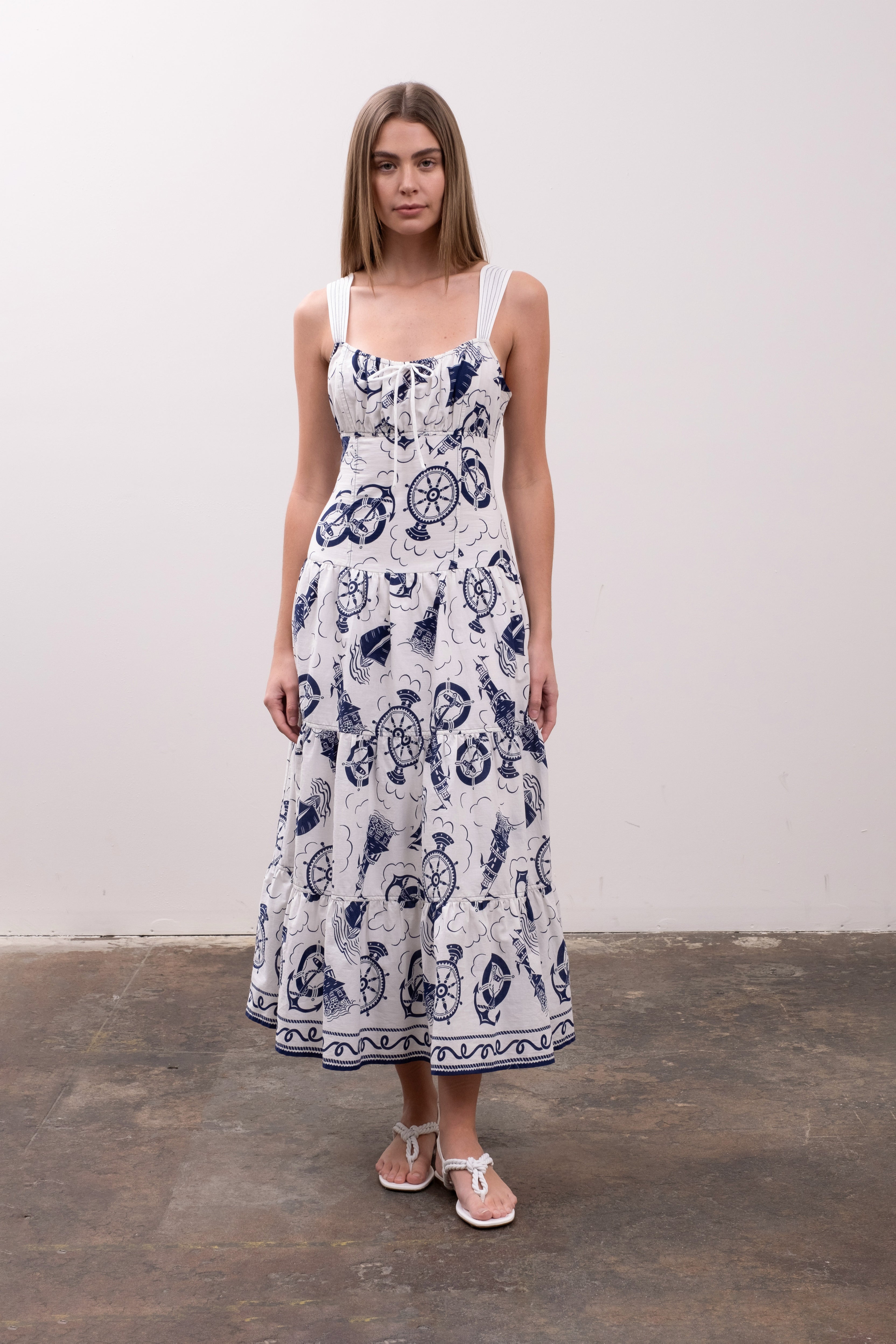 SLEEVELESS PRINTED MIDI DRESS