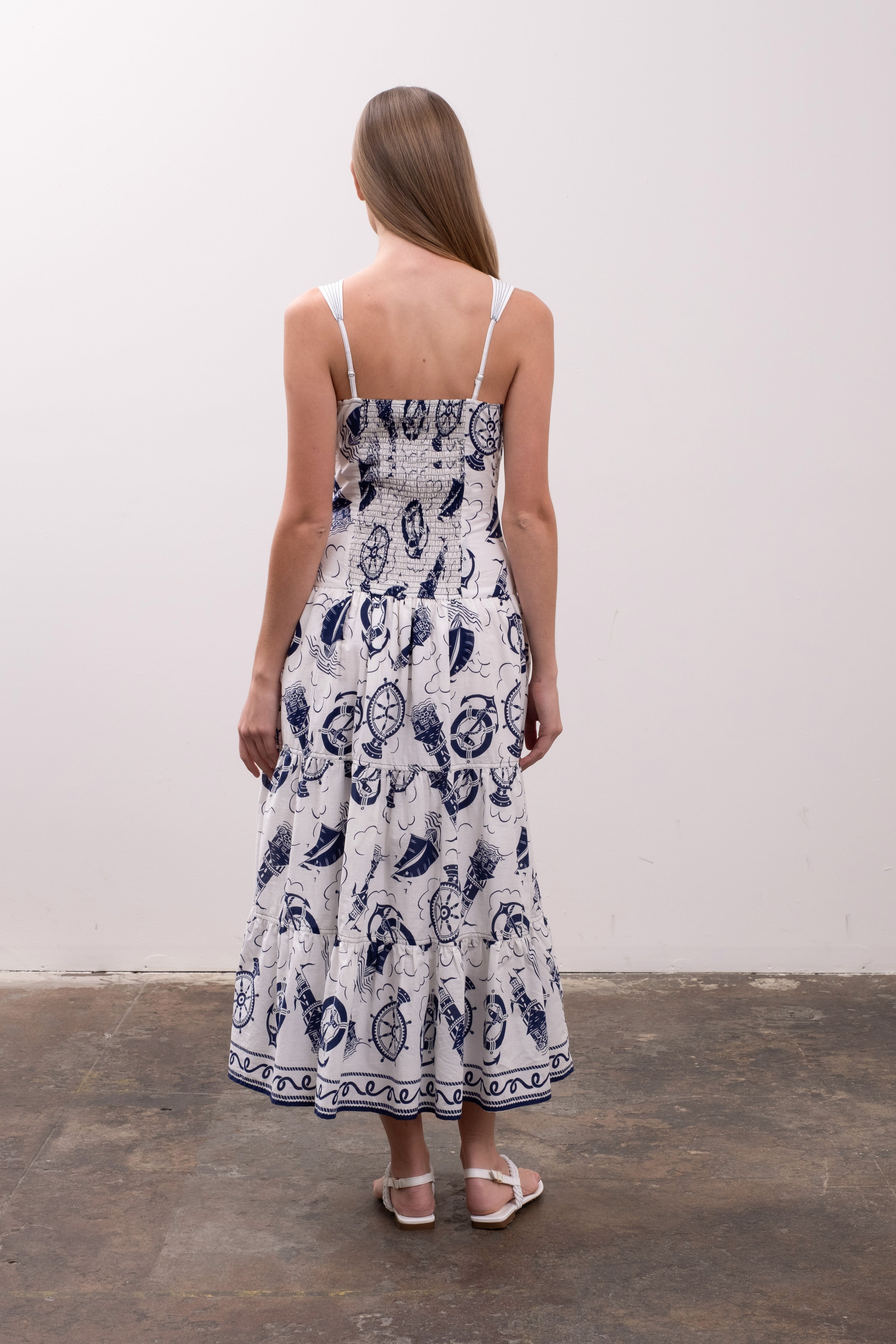 SLEEVELESS PRINTED MIDI DRESS