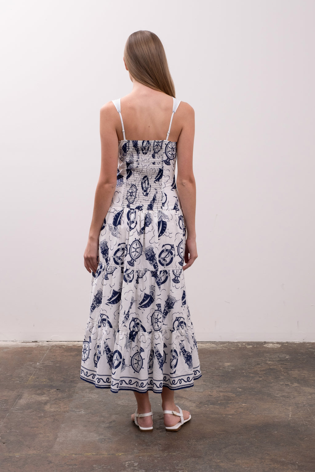 SLEEVELESS PRINTED MIDI DRESS