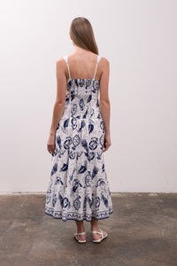SLEEVELESS PRINTED MIDI DRESS