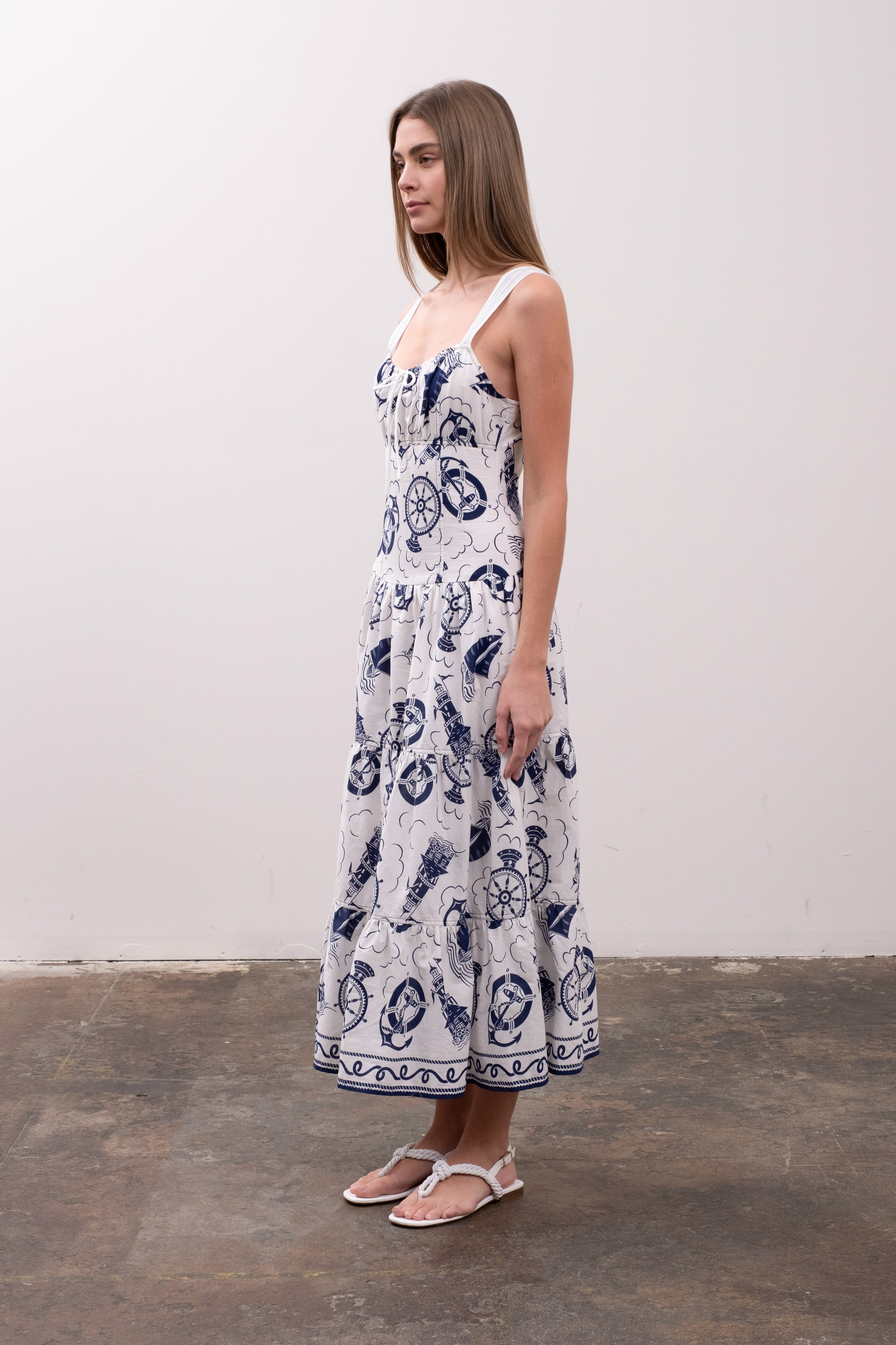 SLEEVELESS PRINTED MIDI DRESS