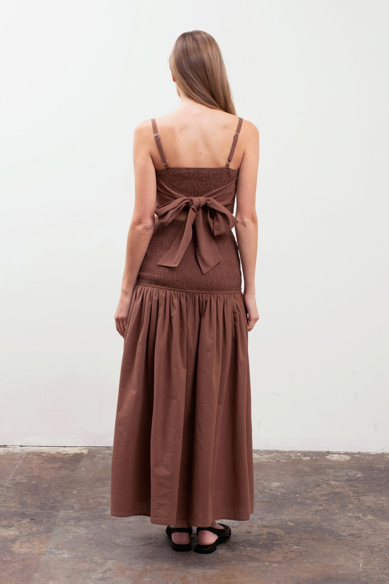 DROPPED WAIST MIDI DRESS