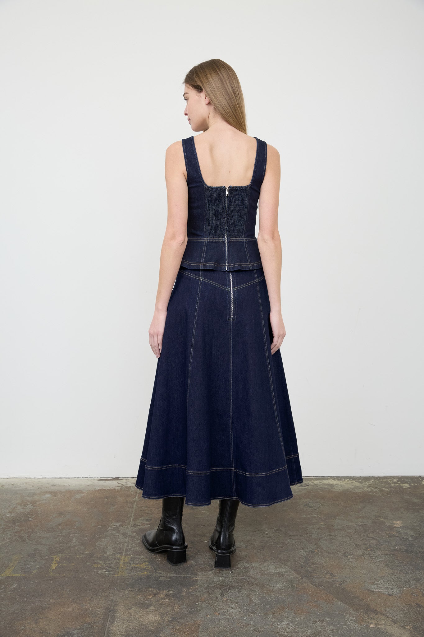 LACE-UP DETAIL DENIM CORSET TOP