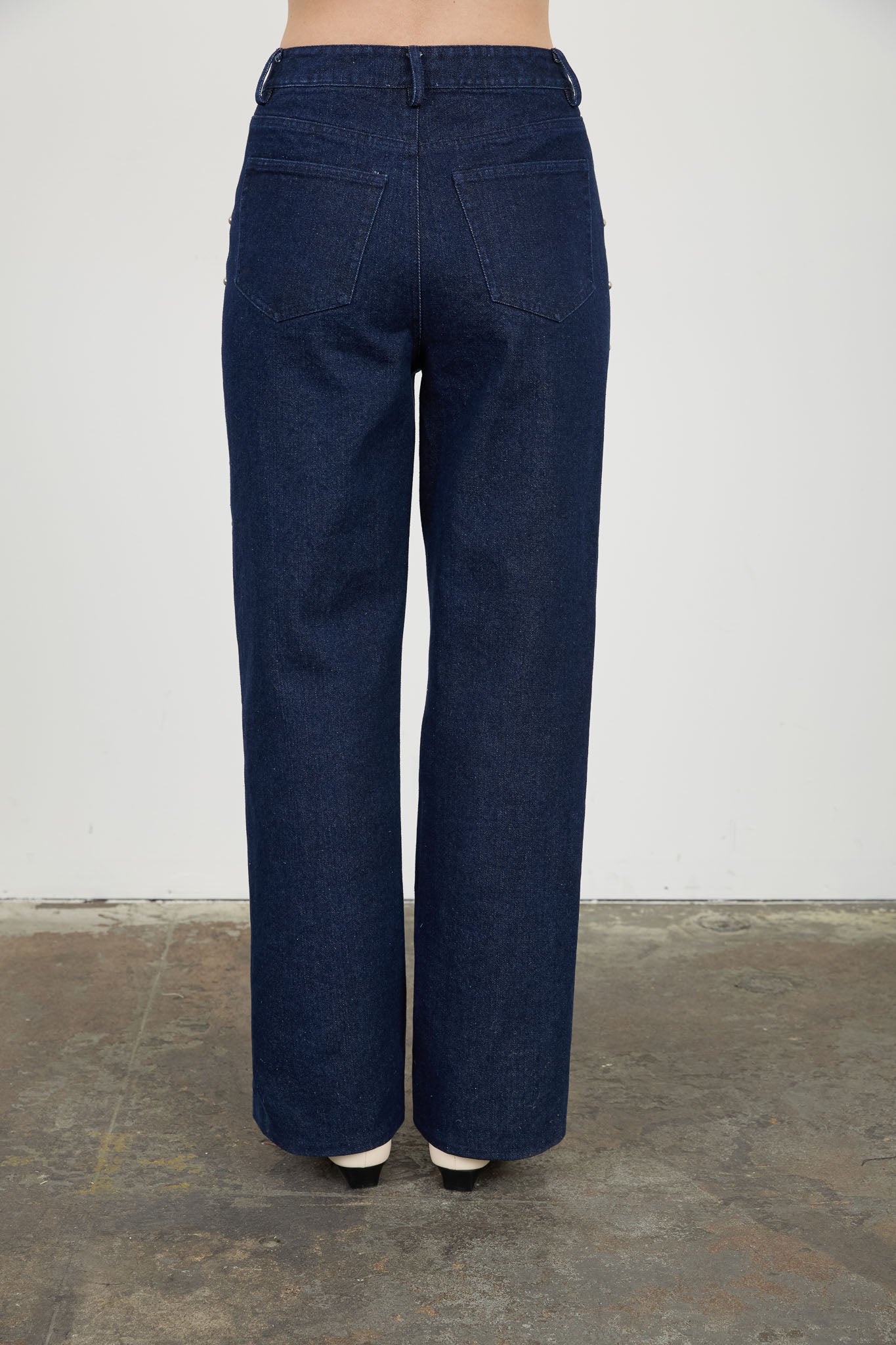 STUD DETAIL DENIM PANTS