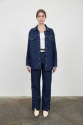 STUD DETAIL DENIM SHACKET