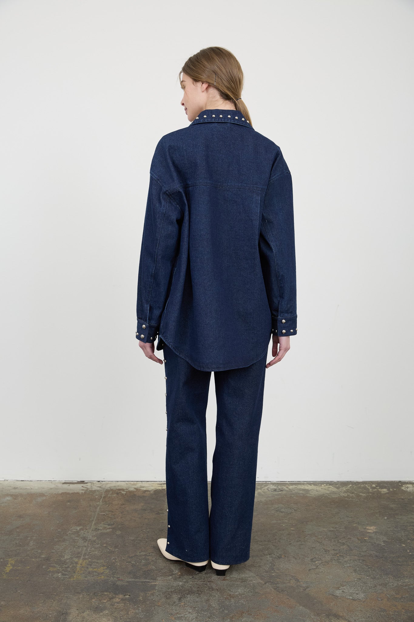 STUD DETAIL DENIM SHACKET