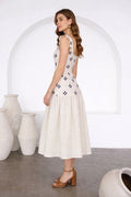 STRAP RUFFLE SLEEVE MIDI DRESS