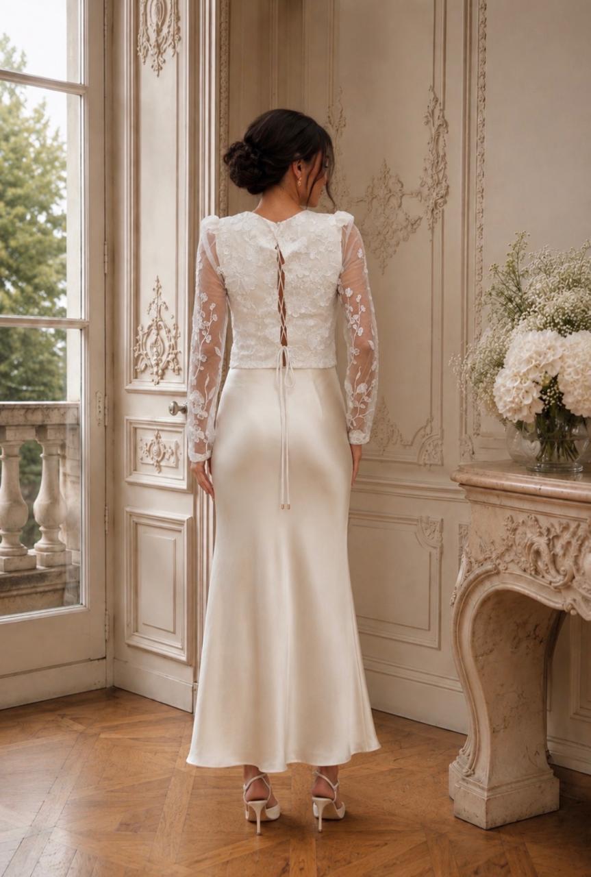 FLORAL APPLIQUÉ TOP/SKIRT SET