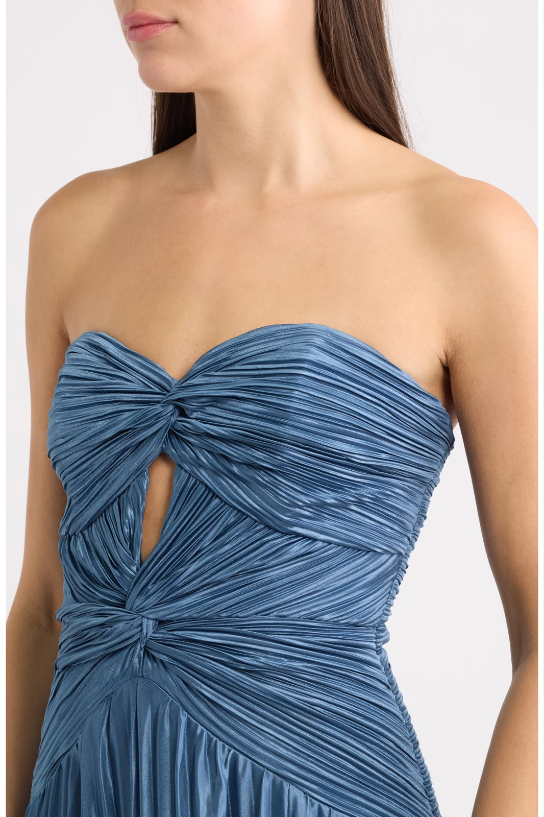 TWIST FRONT BODICE PLISSE MAXI DRESS