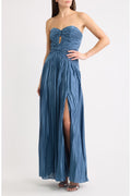 TWIST FRONT BODICE PLISSE MAXI DRESS