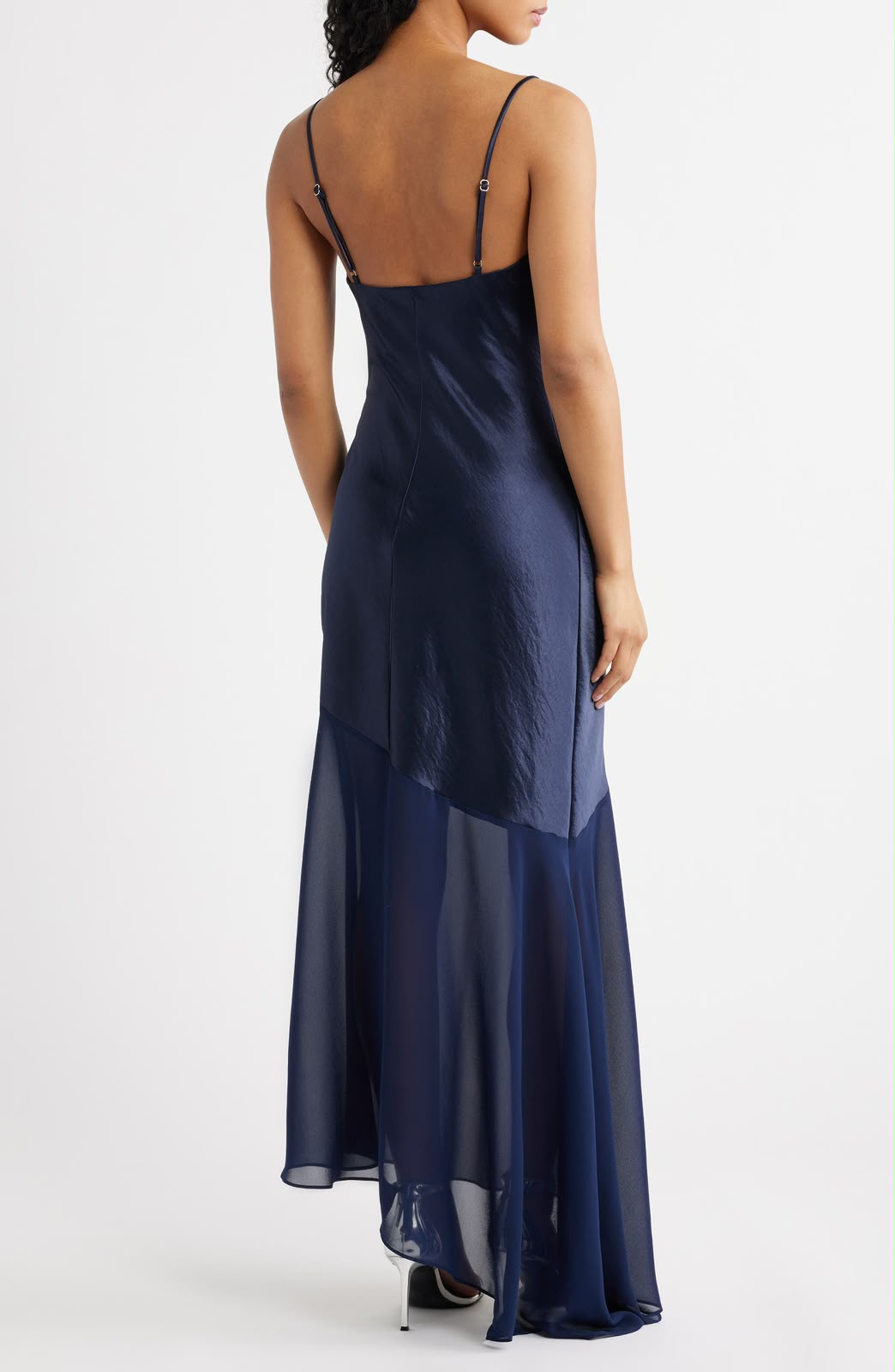 ASYMMETRICAL COWL NECK MAXI DRESS