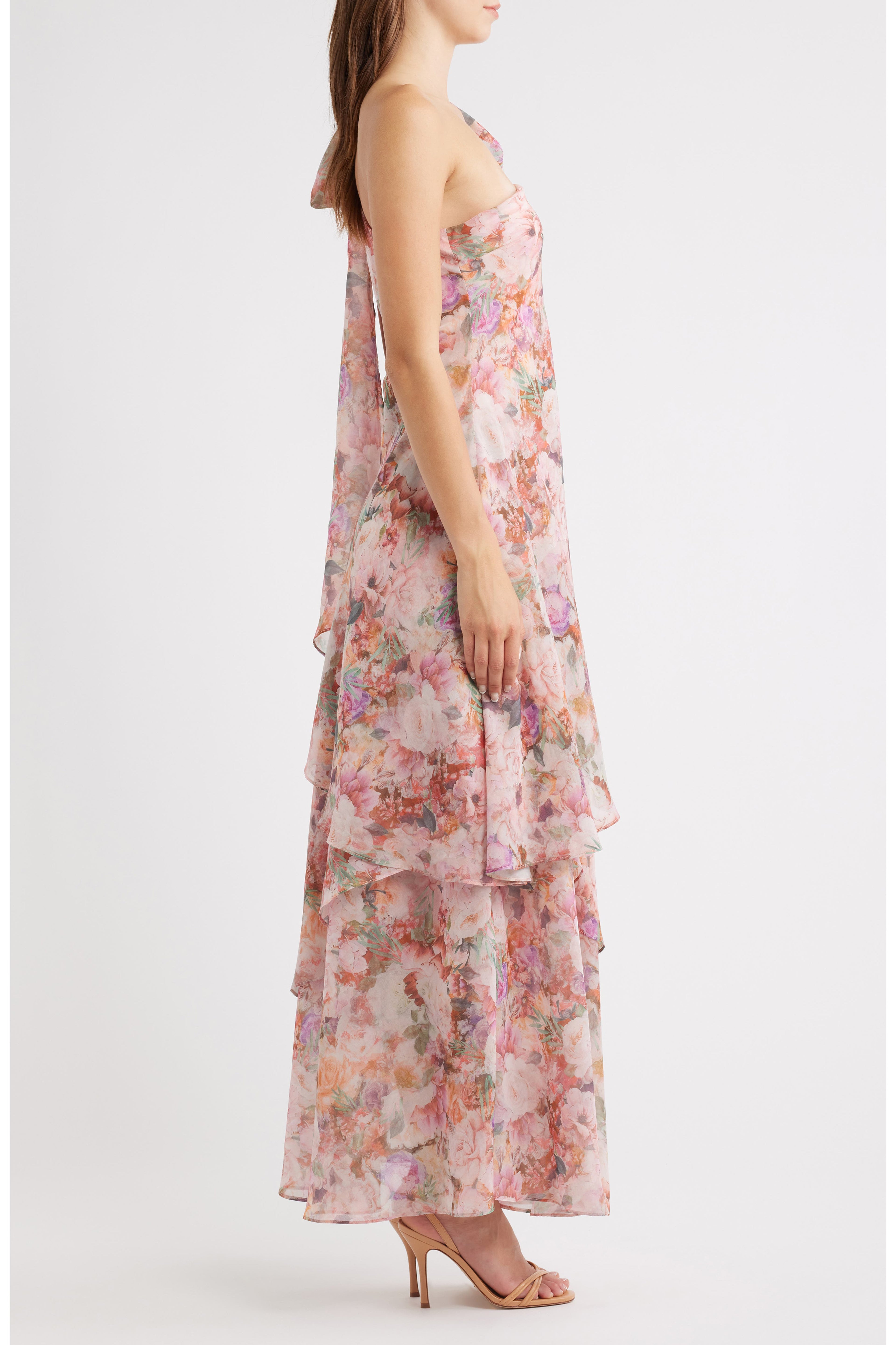 ONE SHOULDER TIERED MAXI DRESS