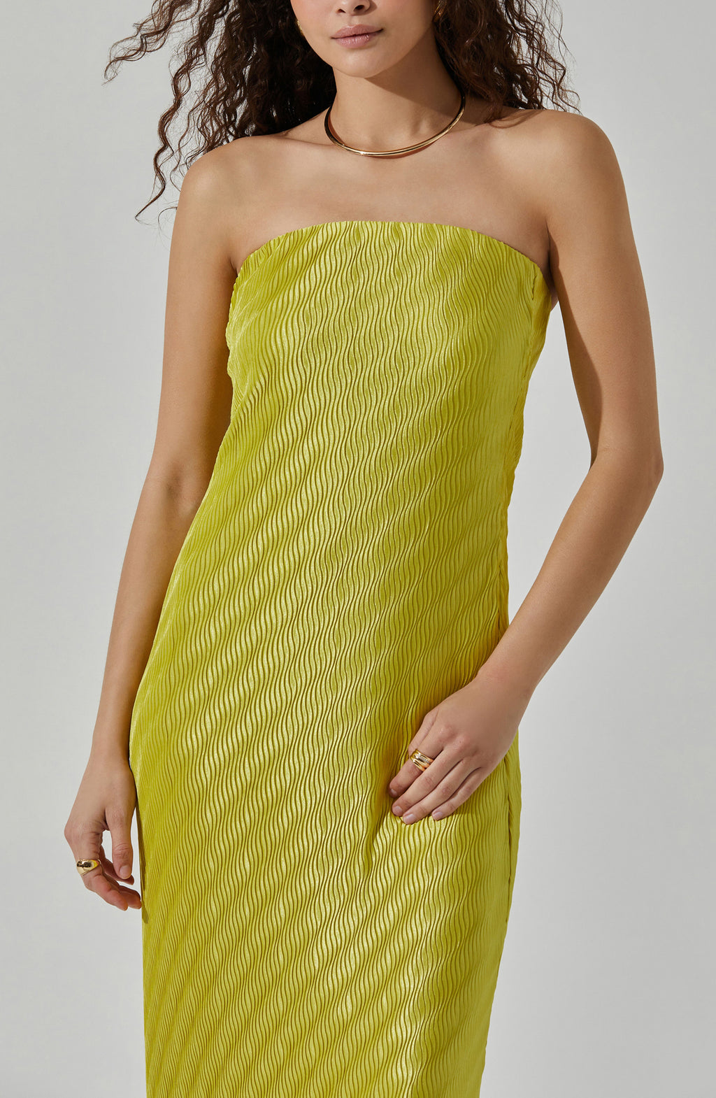 STRAPLESS TUBE MIDI DRESS