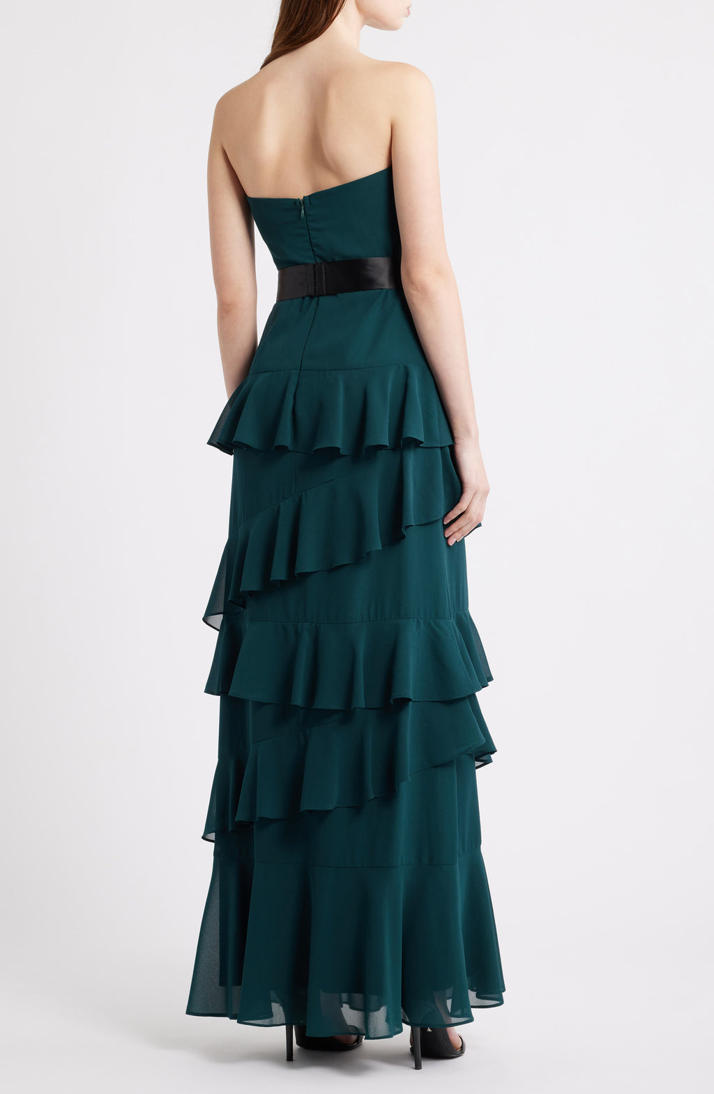 STRAPLESS RUFFLE DRESS WITH BELT