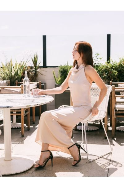 OPEN BACK TOP/WRAP MIDI SKIRT SET