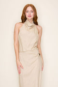 OPEN BACK TOP/WRAP MIDI SKIRT SET