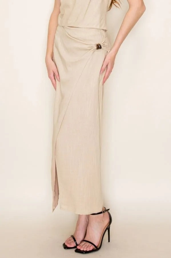 OPEN BACK TOP/WRAP MIDI SKIRT SET