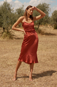 SMOCKED MIDI DRESS
